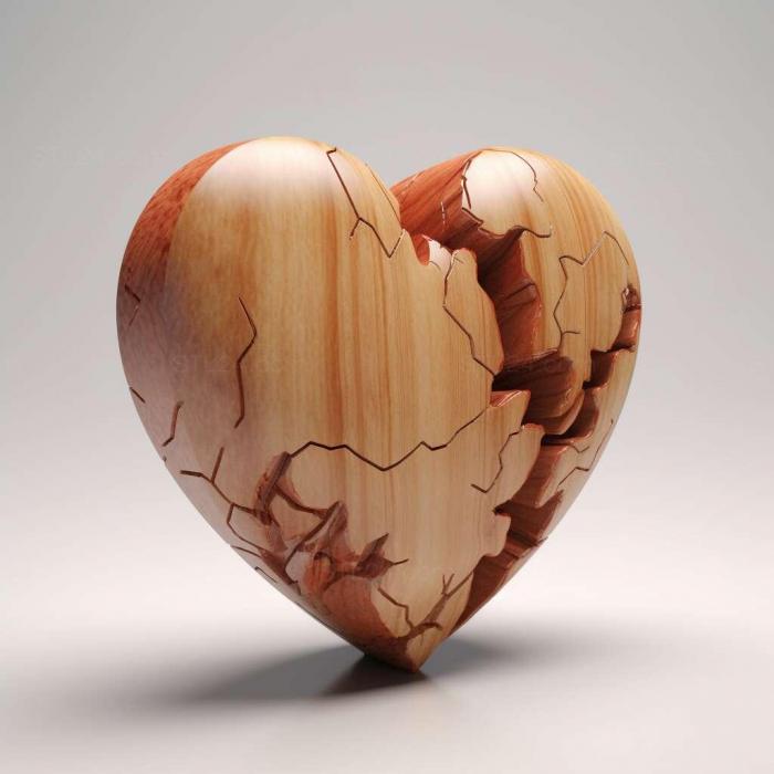 Картины (Цвет сердца Разбитое сердце 4, 3DWDEC_10498) 3D модель для ЧПУ станка