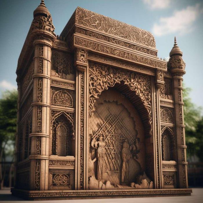 Картины (Город мечети Бахерхат Бангладеш 2, 3DWDEC_10772) 3D модель для ЧПУ станка