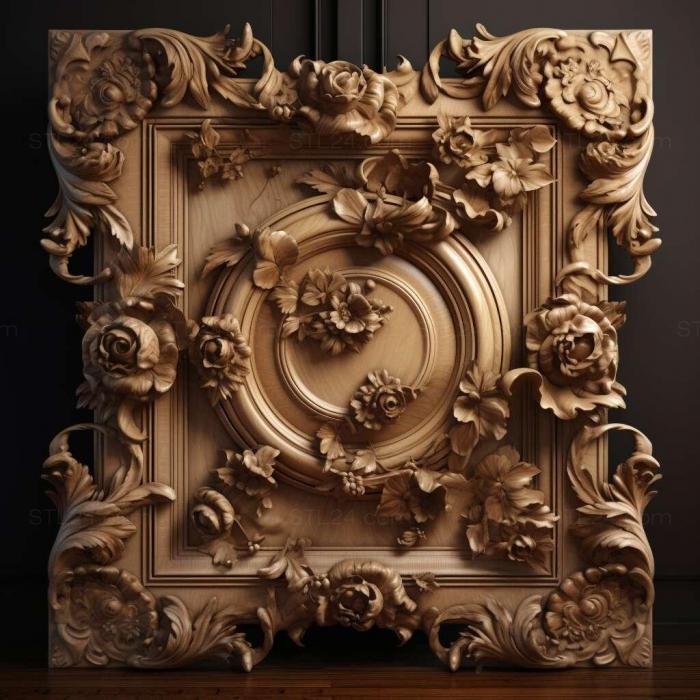 Wall decor (Baroque style arved wooden 2, 3DWDEC_11052) 3D models for cnc