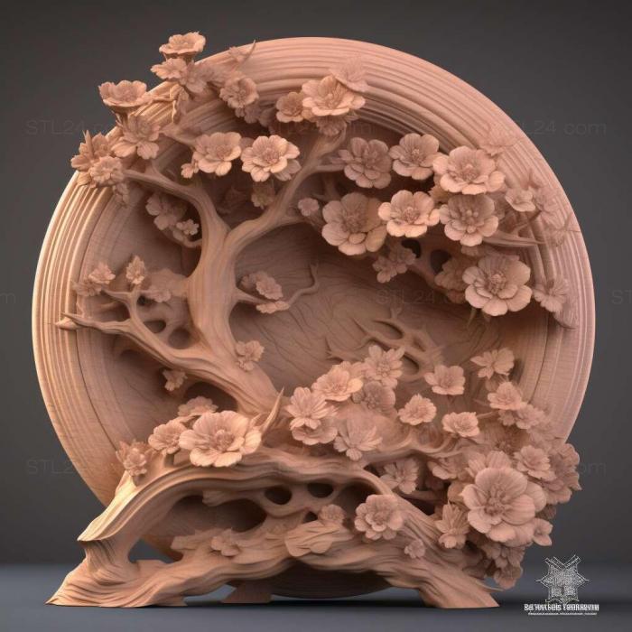 Картины (Тохо 07 Идеальный цветок сакуры 4, 3DWDEC_11318) 3D модель для ЧПУ станка