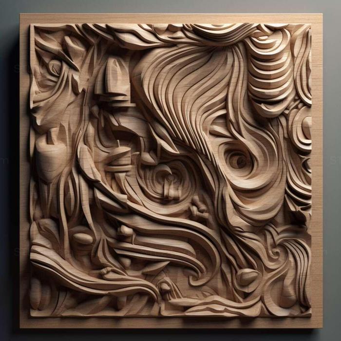 Wall decor (Post painterly Abstraction 2, 3DWDEC_13416) 3D models for cnc