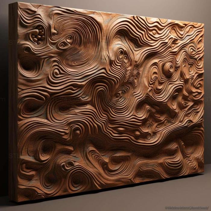 Wall decor (Post painterly Abstraction 3, 3DWDEC_13417) 3D models for cnc