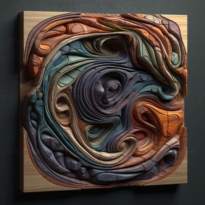 Wall decor (Post painterly Abstraction 4, 3DWDEC_13418) 3D models for cnc