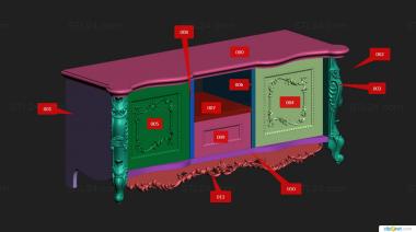 Set of furniture (Chest of drawers with decors, KMB_0318) 3D models for cnc