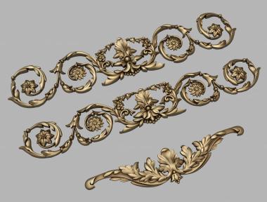 Set of onlays (Set of decors with floral ornaments, KNK_0083) 3D models for cnc