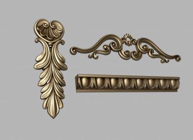 Set of onlays (Set of carved overlays. Bracket, Baguette, decor, KNK_0084) 3D models for cnc