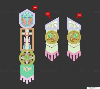 Set of onlays (Frontal board in Russian style with a lion, KNK_0088) 3D models for cnc