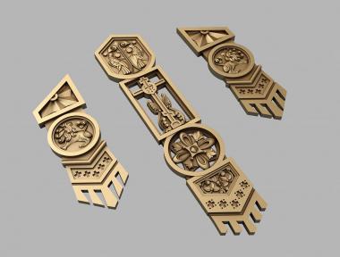 Set of onlays (Frontal board in Russian style with a lion, KNK_0088) 3D models for cnc