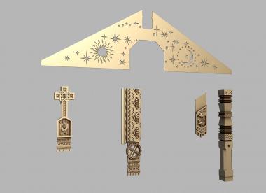 Set of onlays (House carving, KNK_0095) 3D models for cnc