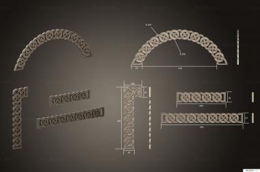 Set of onlays (Carved details of the wicker arch, KNK_0111) 3D models for cnc