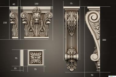 Set of onlays (Set of carved models, KNK_0117) 3D models for cnc