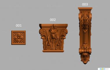 Set of onlays (Set of carved models, KNK_0117) 3D models for cnc