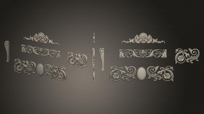 Set of onlays (Set of facade and window decors, KNK_0128) 3D models for cnc