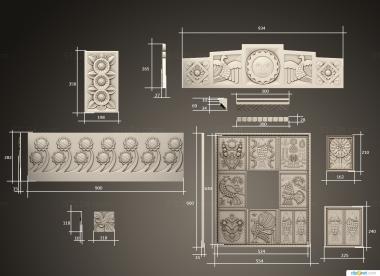 Set of panels (Slavic decors set, KPN_0049) 3D models for cnc