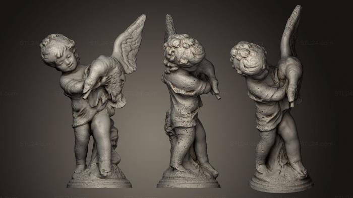 3d модели ангелы (Мальчик из особняка Келлога со статуей утки, AN_0151) 3D модель для ЧПУ станка