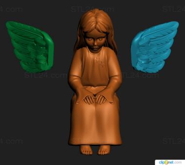 3d модели ангелы (Сидящий Ангелочек, AN_0201) 3D модель для ЧПУ станка