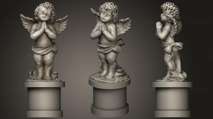 3d модели ангелы (Молящийся Ангел С Основанием, AN_0237) 3D модель для ЧПУ станка