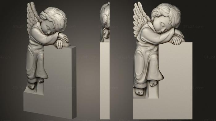 3d модели ангелы (Памятник с Ангелочком, AN_0245) 3D модель для ЧПУ станка