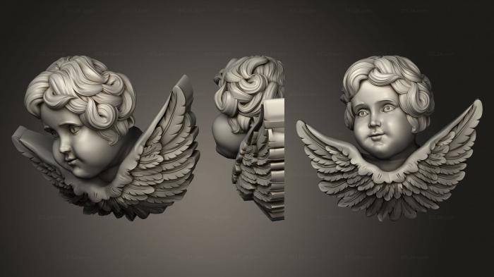 3d модели ангелы (Три модели кронштейн ангел декор, AN_0250) 3D модель для ЧПУ станка