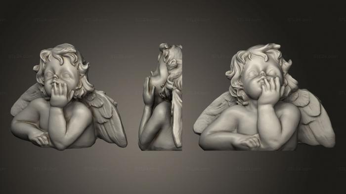 3d модели ангелы (Горельеф ангелочка, AN_0255) 3D модель для ЧПУ станка