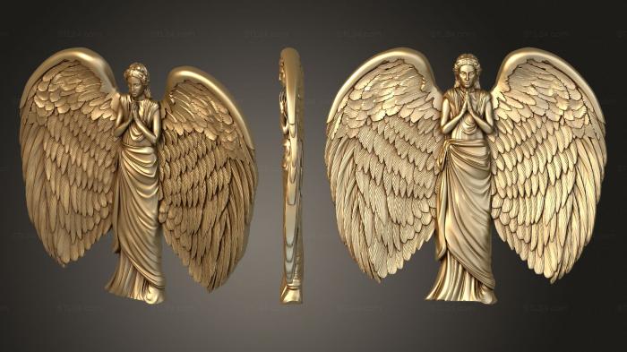 3d модели ангелы ( памятник ангел с широкими крыльями, AN_0259) 3D модель для ЧПУ станка