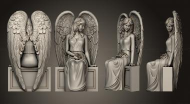 Angels (Angel with roses sitting version2, AN_0270) 3D models for cnc