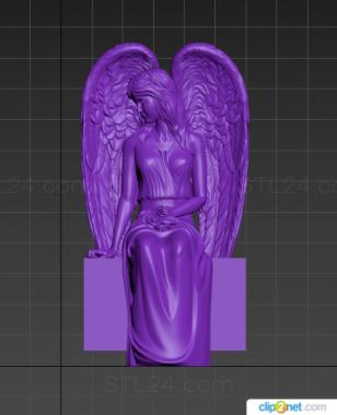 Angels (Angel with roses sitting, AN_0271) 3D models for cnc