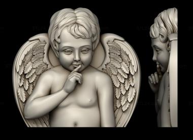 Angels (An angel with a hand to her lips, AN_0283) 3D models for cnc