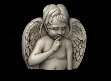 Angels (An angel with a hand to her lips, AN_0283) 3D models for cnc