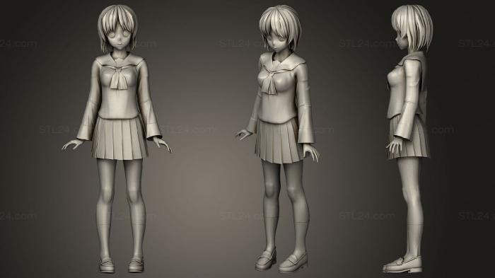 Anime (Miho Nishizumi 01, ANIME_0244) 3D models for cnc