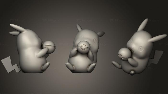 Anime (Pikachu with a pokeball, ANIME_0302) 3D models for cnc