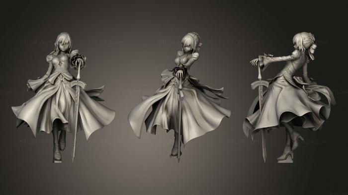 Anime (Saber Dress Red Fate, ANIME_0340) 3D models for cnc