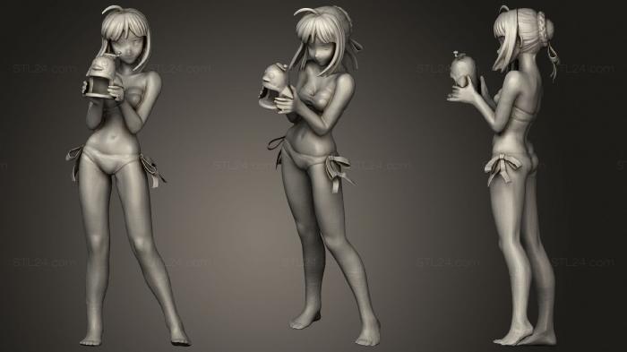 Anime (Saber swimsuit, ANIME_0342) 3D models for cnc