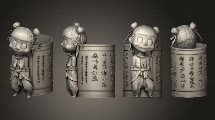 Anime (Nezha pen Holder 01, ANIME_0513) 3D models for cnc