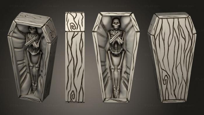 spirit wooden coffin with corpse bottom