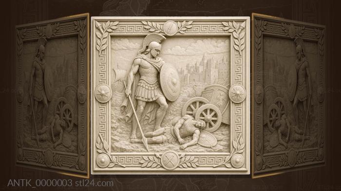 Wrath of Achilles - the heros shield and the fallen Hector 3d STL model