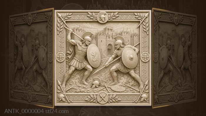 Duel of Achilles and Hector - spears and shields 3d STL model