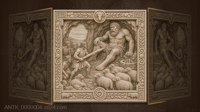 Odysseus and the Cyclops - Polyphemus cave and sharpened stake 3d STL model