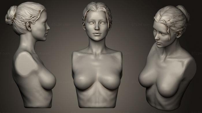 Анатомия скелеты и черепа (Бюст девушки с волосами 2, ANTM_0113) 3D модель для ЧПУ станка