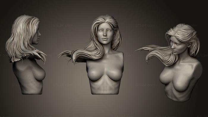 Anatomy of skeletons and skulls (Girl bust with Hair, ANTM_0114) 3D models for cnc