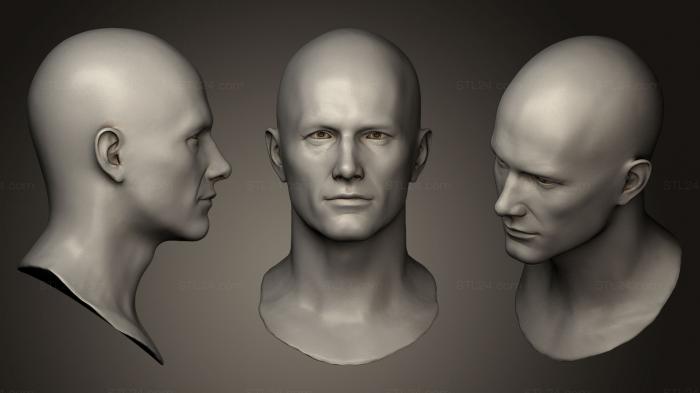 Анатомия скелеты и черепа (Скульптура мужской Головы 01, ANTM_0156) 3D модель для ЧПУ станка