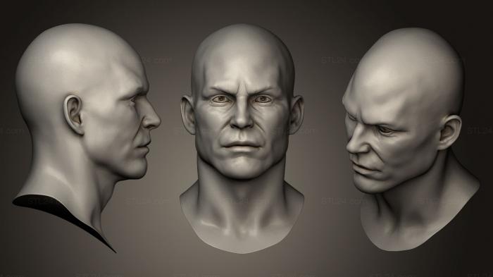 Анатомия скелеты и черепа (Скульптура мужской Головы 02, ANTM_0157) 3D модель для ЧПУ станка