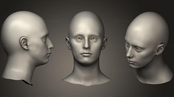 Сканирование головы взрослой белой женщины с нейтральной головкой