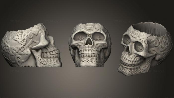 Анатомия скелеты и черепа (Кельтский череп с более глубоким отверстием, ANTM_0345) 3D модель для ЧПУ станка