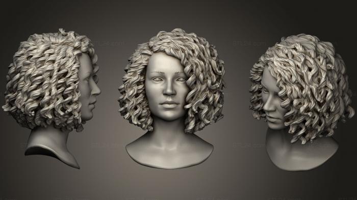 Анатомия скелеты и черепа (Женская голова с вьющимися волосами, ANTM_0514) 3D модель для ЧПУ станка
