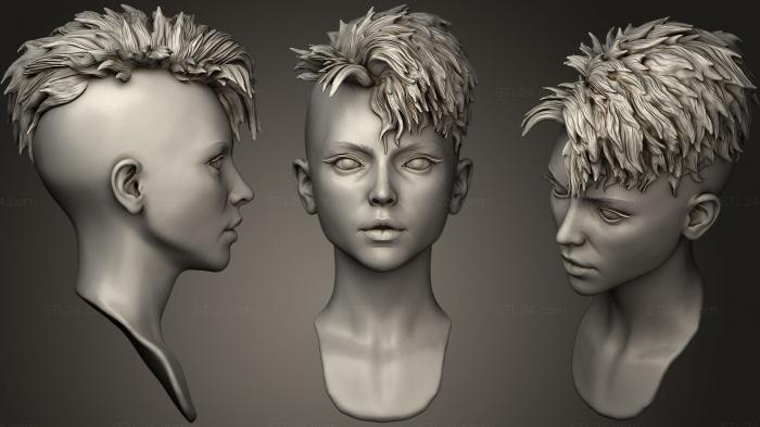 Анатомия скелеты и черепа (Женская голова с короткими волосами, ANTM_0515) 3D модель для ЧПУ станка