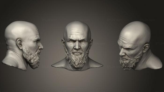 Анатомия скелеты и черепа (Скульптура мужской головы Для печати, ANTM_0853) 3D модель для ЧПУ станка
