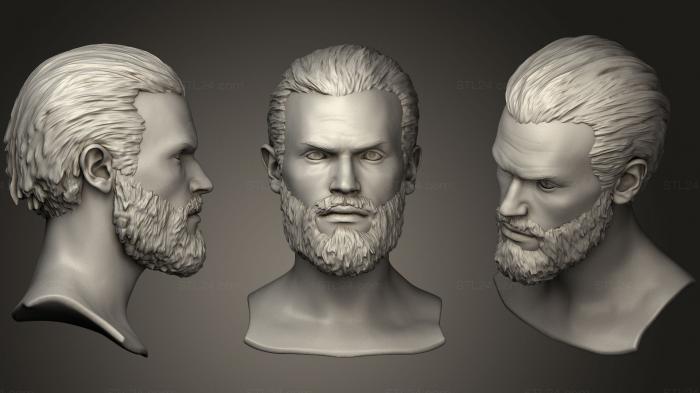 Анатомия скелеты и черепа (Мужская голова с волосами и Бородой, ANTM_0855) 3D модель для ЧПУ станка