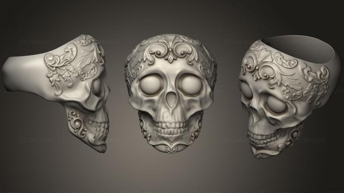 Anatomy of skeletons and skulls (Ornate Mexican Skull Ring, ANTM_0929) 3D models for cnc