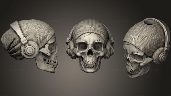 Anatomy of skeletons and skulls (scull with headphones, ANTM_1017) 3D models for cnc